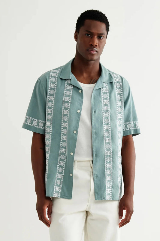 Didcot S/S Shirt Placement Border Tops Wax London