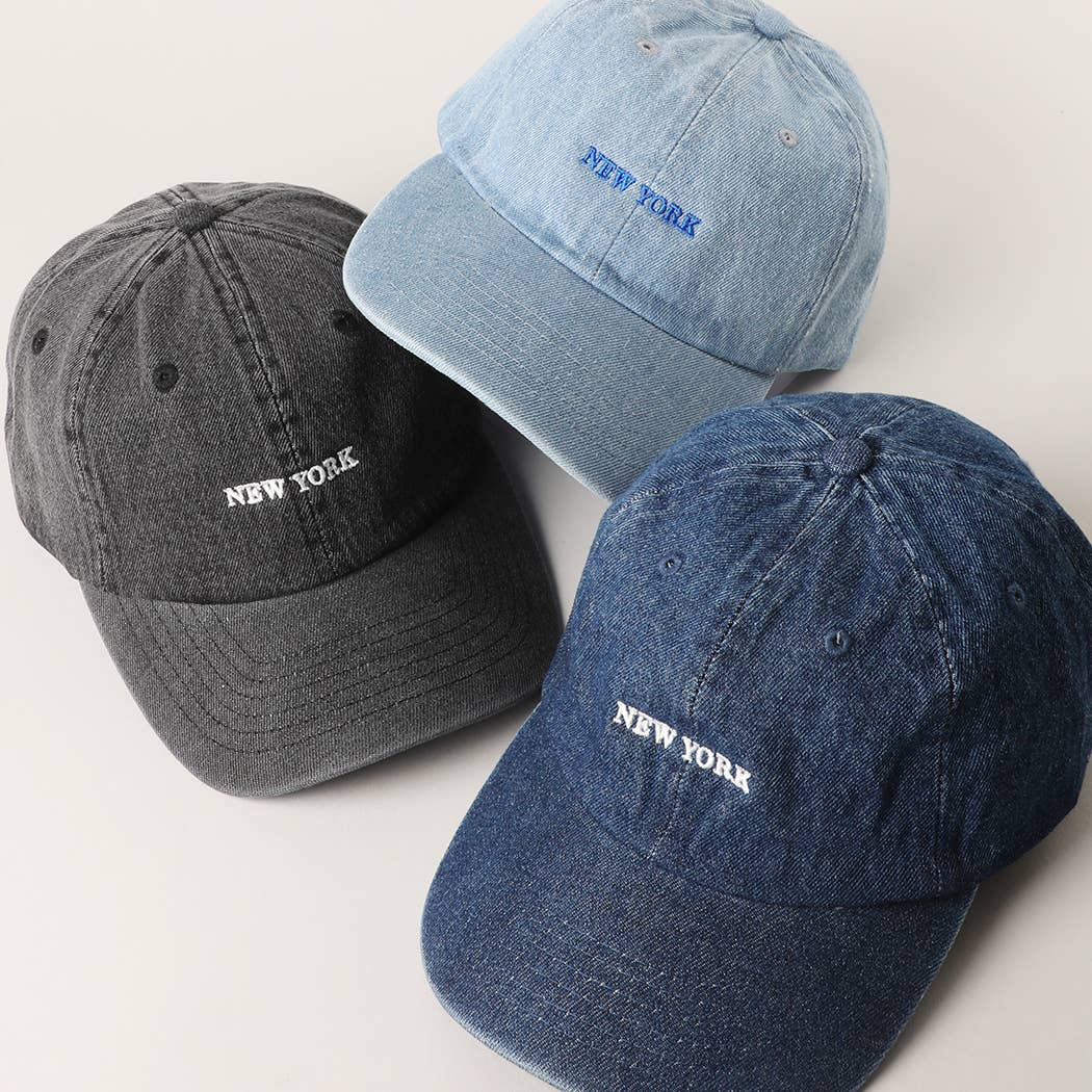 New York Denim Cap Hats Fashion City