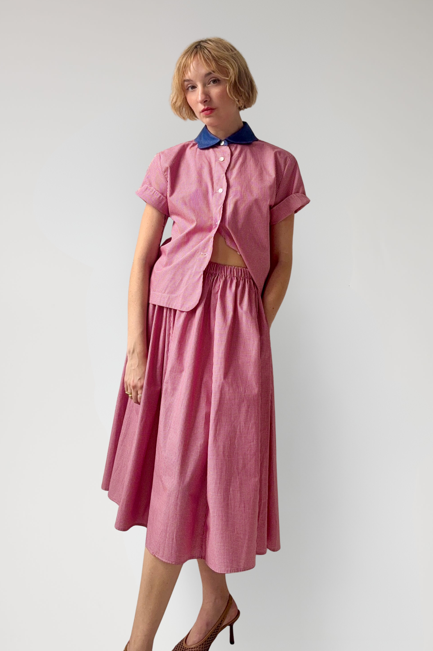Flora Blouse in Red Gingham Cotton Tops CHRISTINE ALCALAY