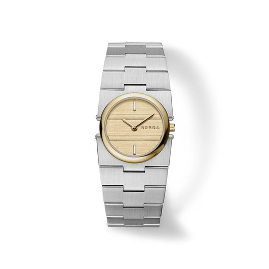 Sync Watch Gold Round Face/Stainless Steel Band Watches Breda   