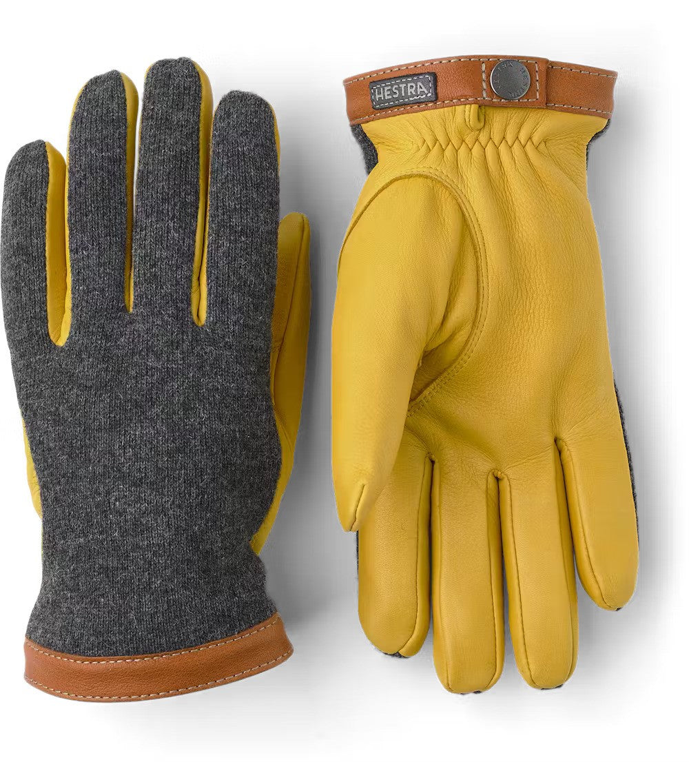 Deerskin Wool Glove Gloves Hestra Grey/Tan 8 