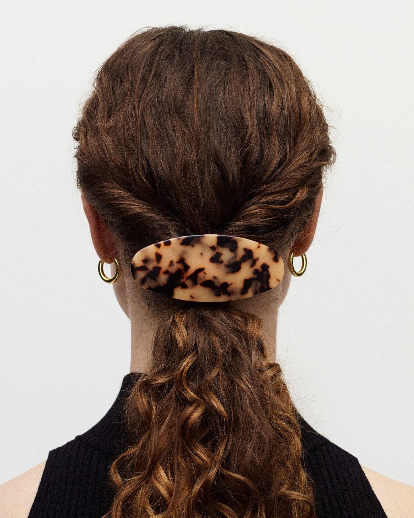 Jumbo Oval Barrette in White Shell MACHETE