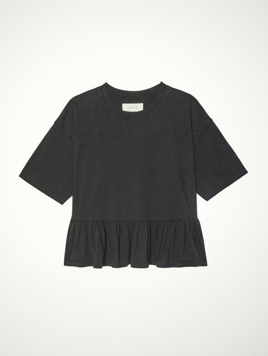The Oversized Ruffle Peplum Tee Shirts The Great. True Black 0