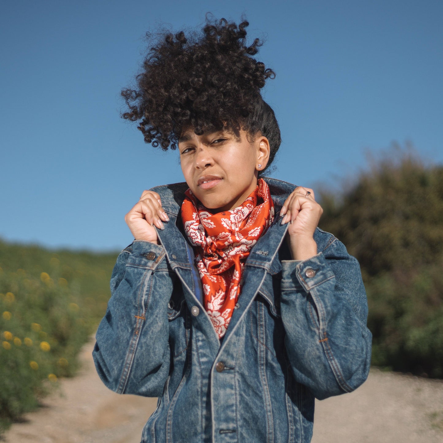 Silk Twill Scarf - Rosey in Red Hot Scarves Last Chance Textiles