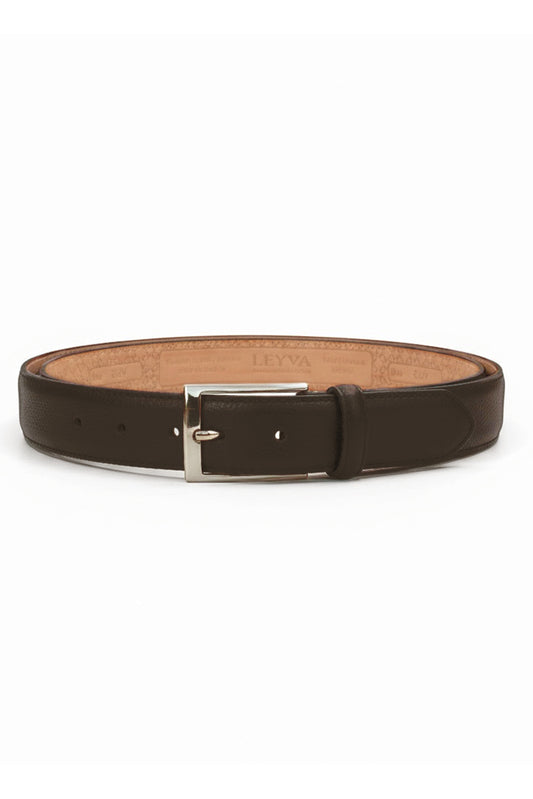 Pebbled Square Buckle Belt Accessories Leyva Brown 32