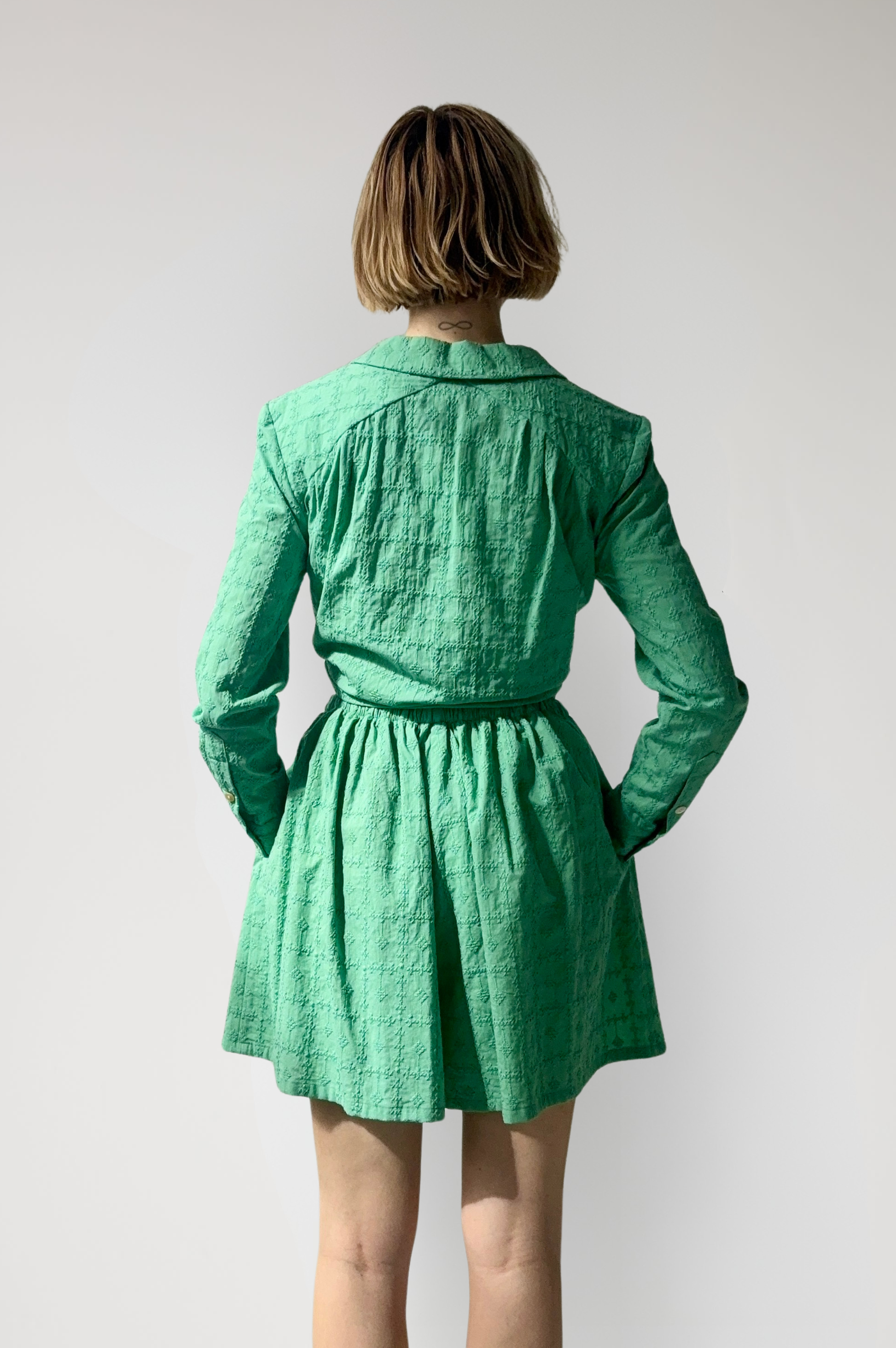 Gigi Shorts in Jade Green Embroidered Cotton Shorts CHRISTINE ALCALAY
