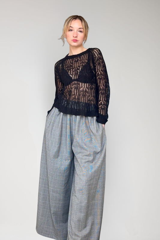 Gretchen Pant in Black Plaid Tropical Wool