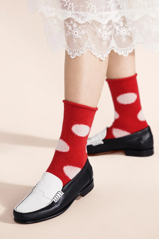 Rie Cashmere Crew Socks in Red Socks Hansel from Basel