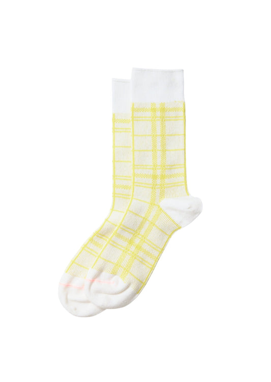French Teatowel Pattern Socks Accessories RoToTo OFFWHITE/LIME M