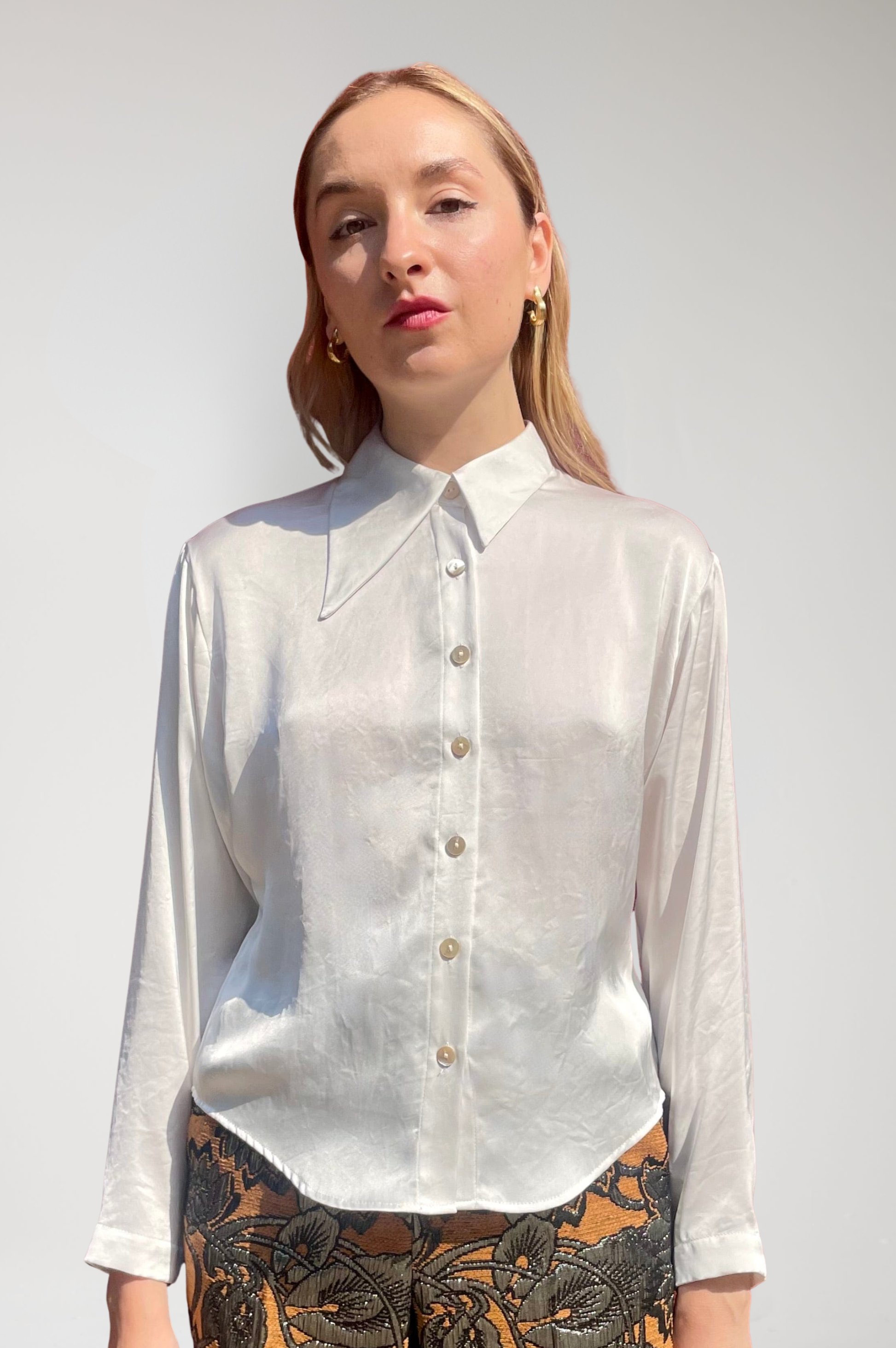 Jojo Blouse in Japanese Charmeuse Shirts CHRISTINE ALCALAY White Extra Small