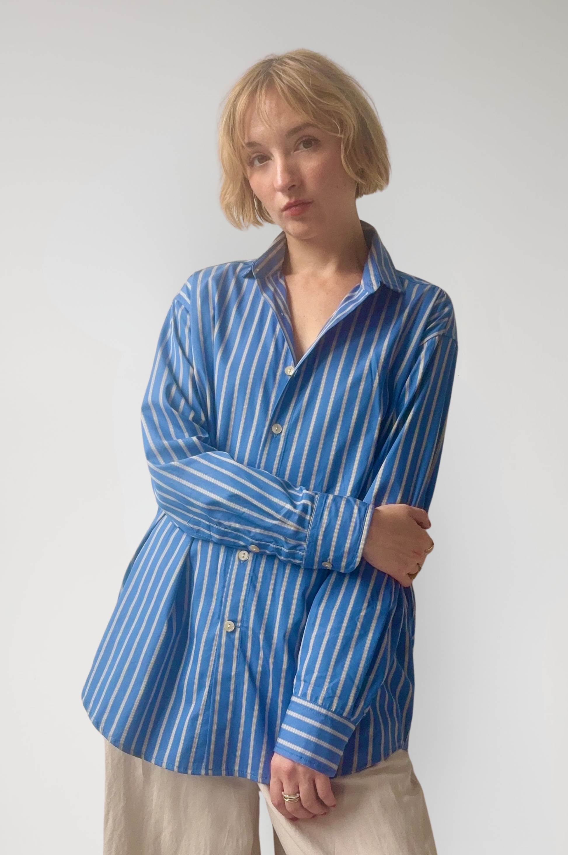 Jose Shirt in Striped Cotton Tops CHRISTINE ALCALAY Sky Stripe XS/S