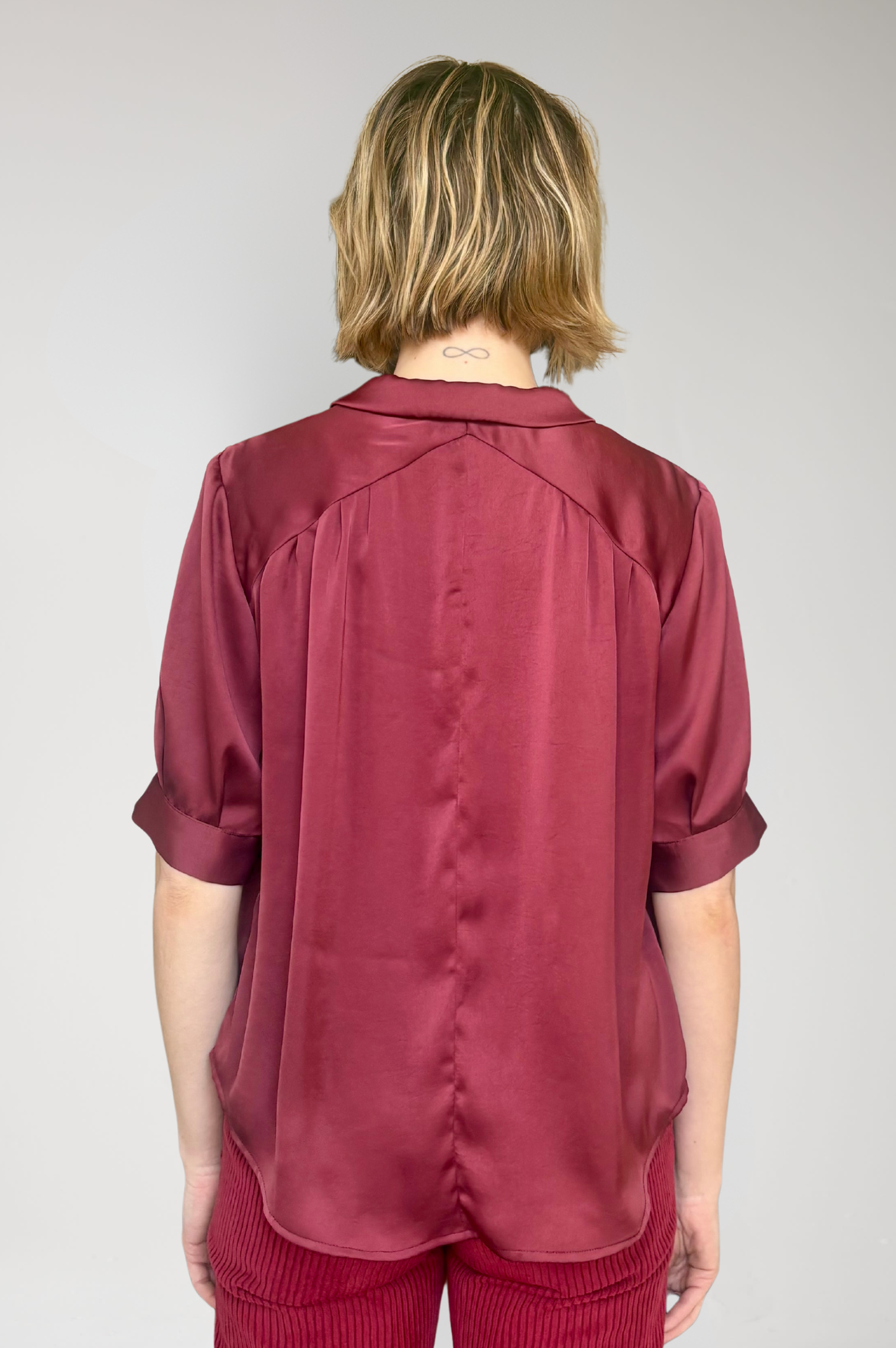 Katherine Blouse in Japanese Charmeuse - Wine Red Tops CHRISTINE ALCALAY