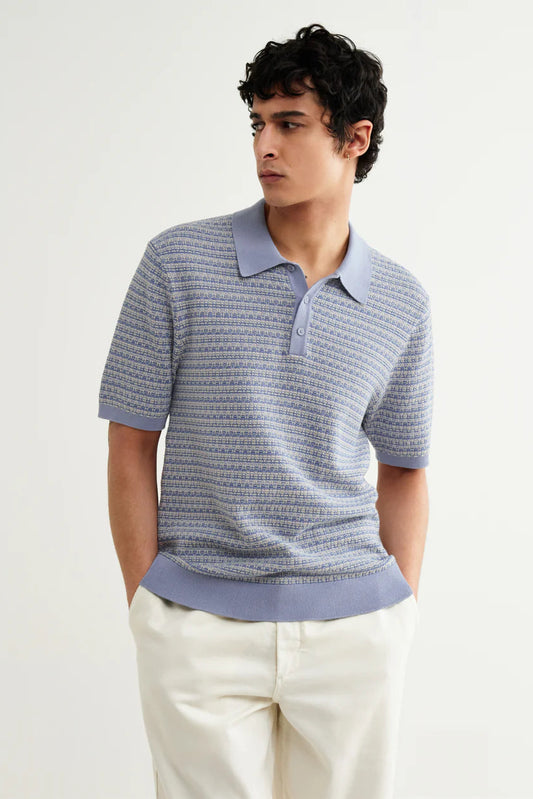 Naples Mini Geometric Knitted Polo Tops Wax London