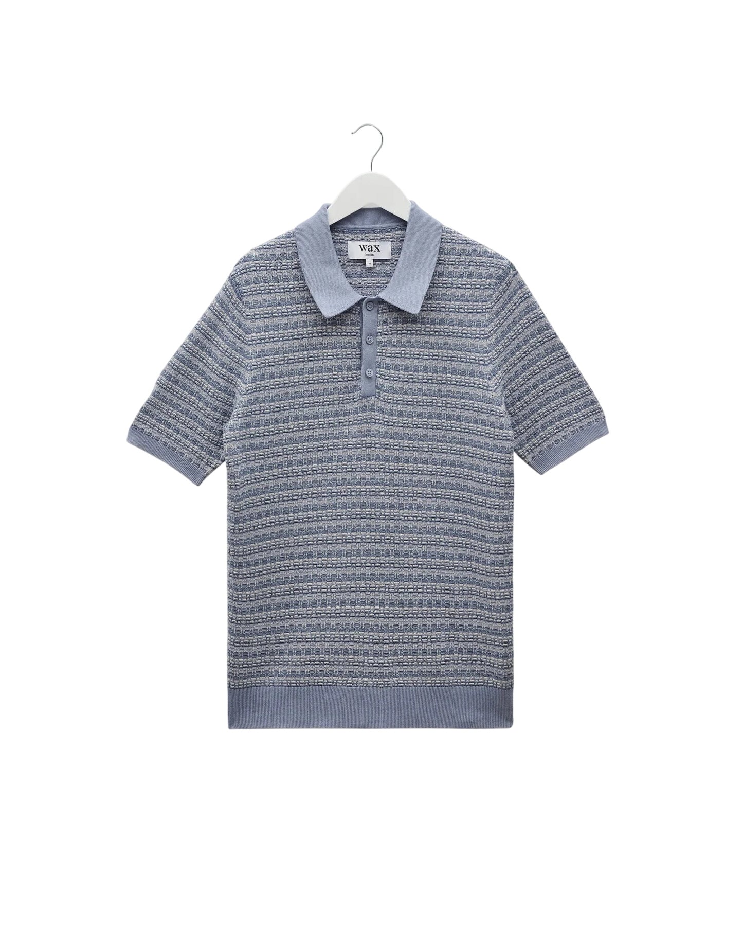 Naples Mini Geometric Knitted Polo Polos Wax London Light Blue S