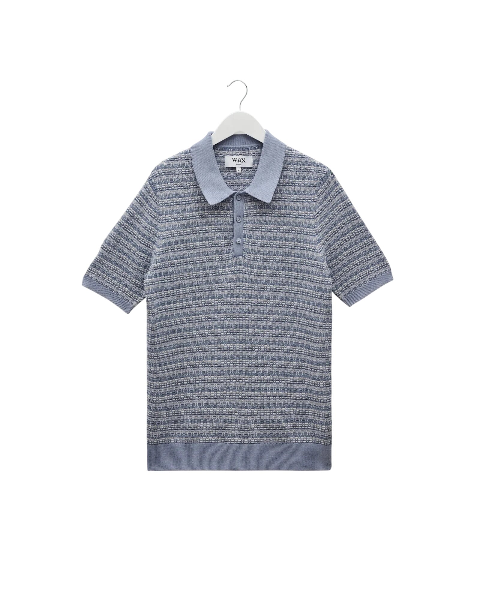 Naples Mini Geometric Knitted Polo Polos Wax London Light Blue S