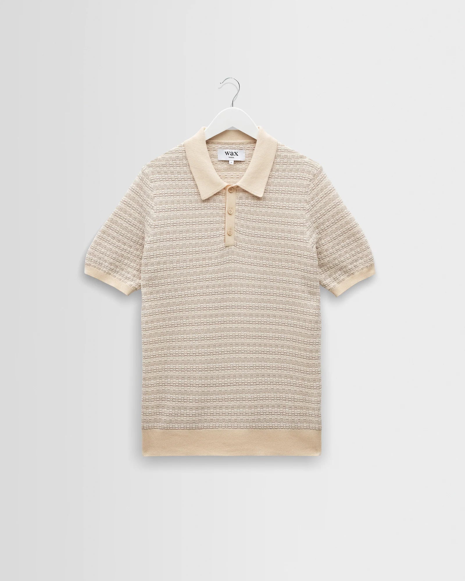 Naples Mini Geometric Knitted Polo Tops Wax London Natural S