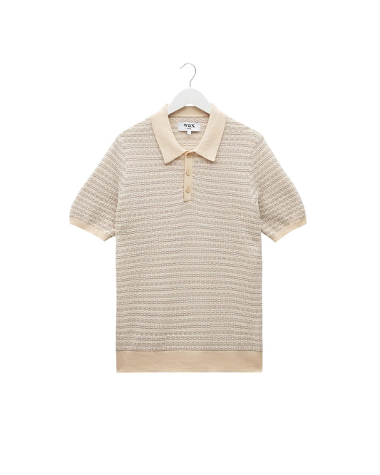 Naples Mini Geometric Knitted Polo Tops Wax London Natural S