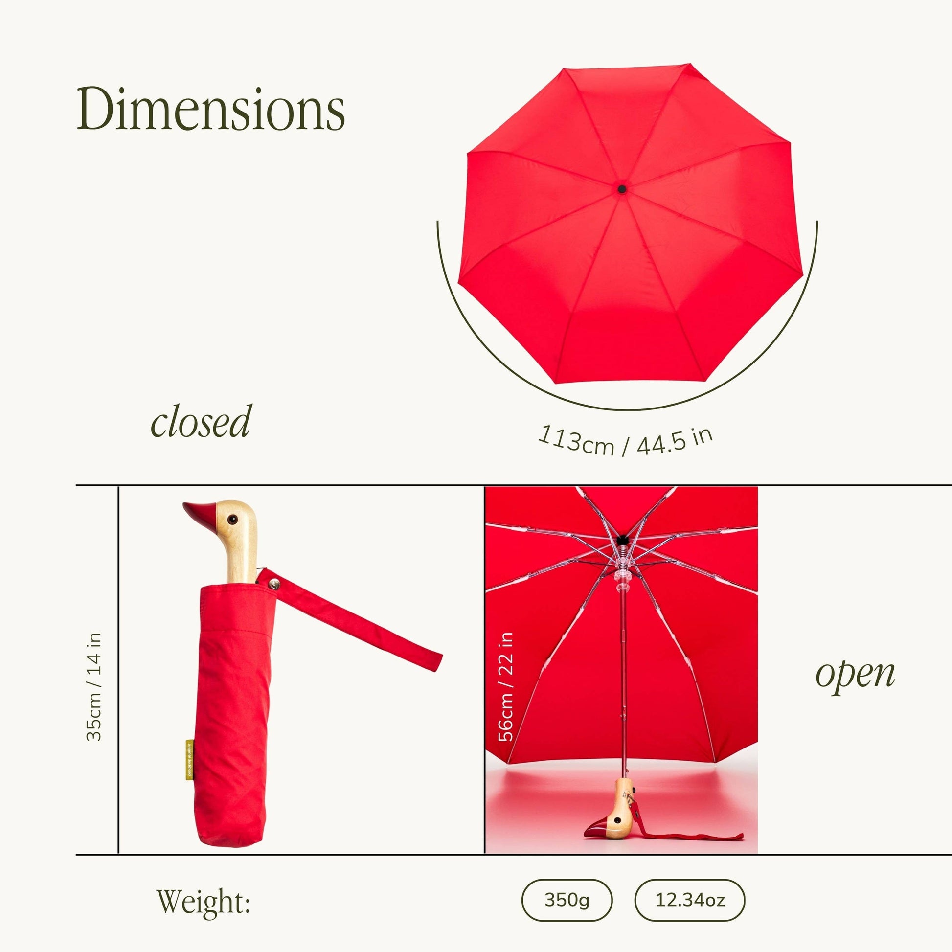 Red Compact Eco-Friendly Duckhead Umbrella Accessories Original Duckhead US