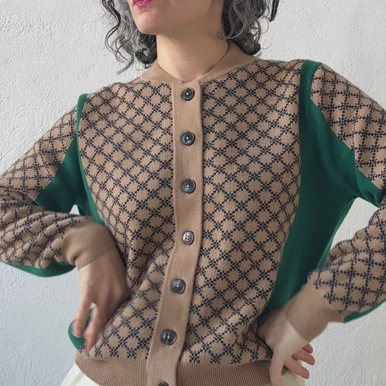 Graphic Sport Block Check Cardigan Jumper 1234 - 8