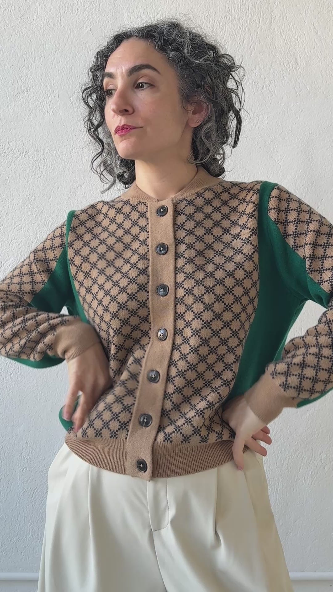 Graphic Sport Block Check Cardigan Jumper 1234 - 8