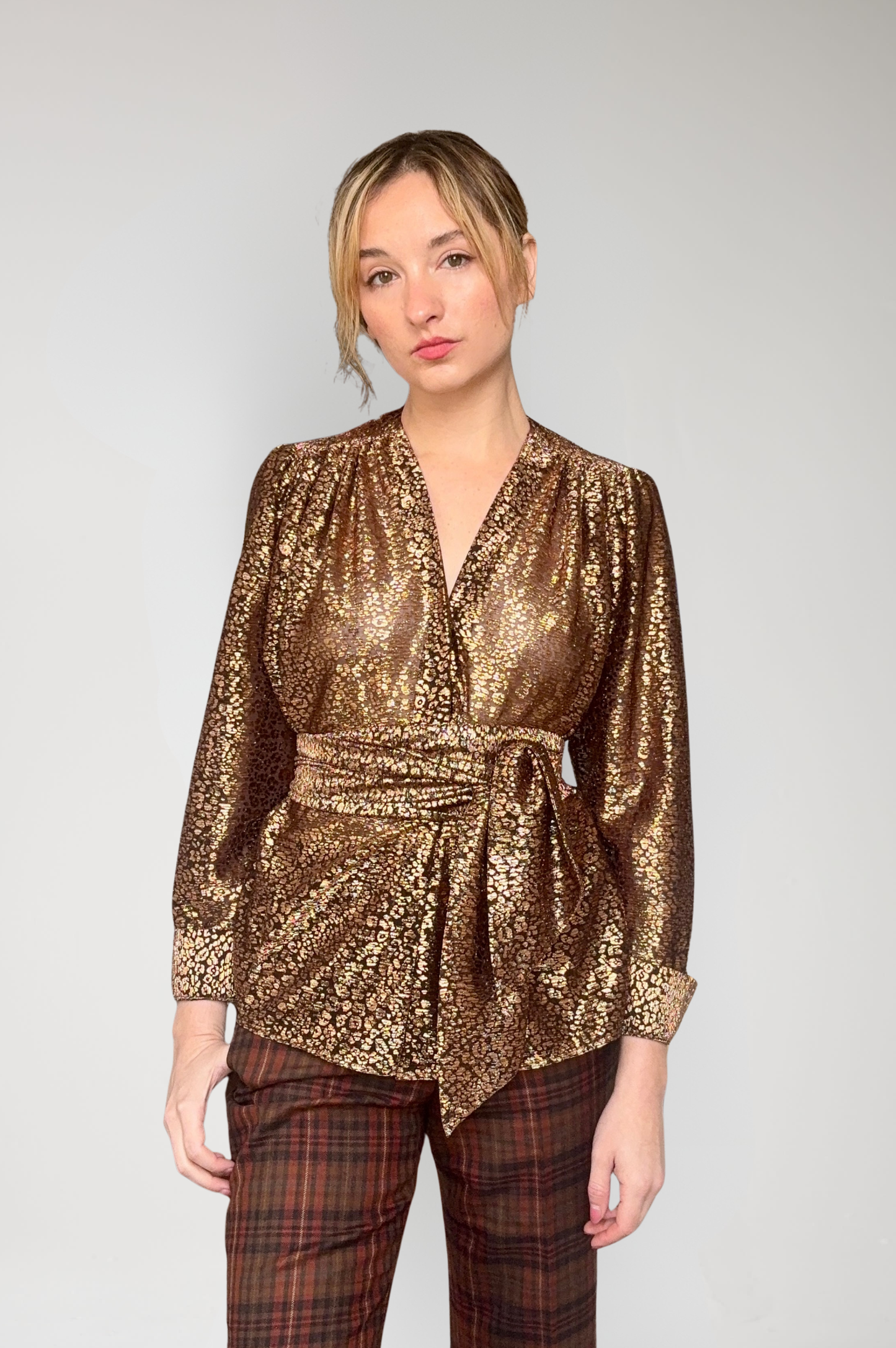 Racquelle Blouse in Bronze Metallic
