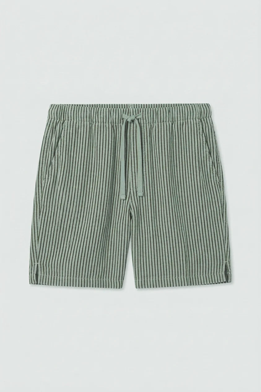 Hemp Stripe Easy Short Pants Save Khaki United Rye S