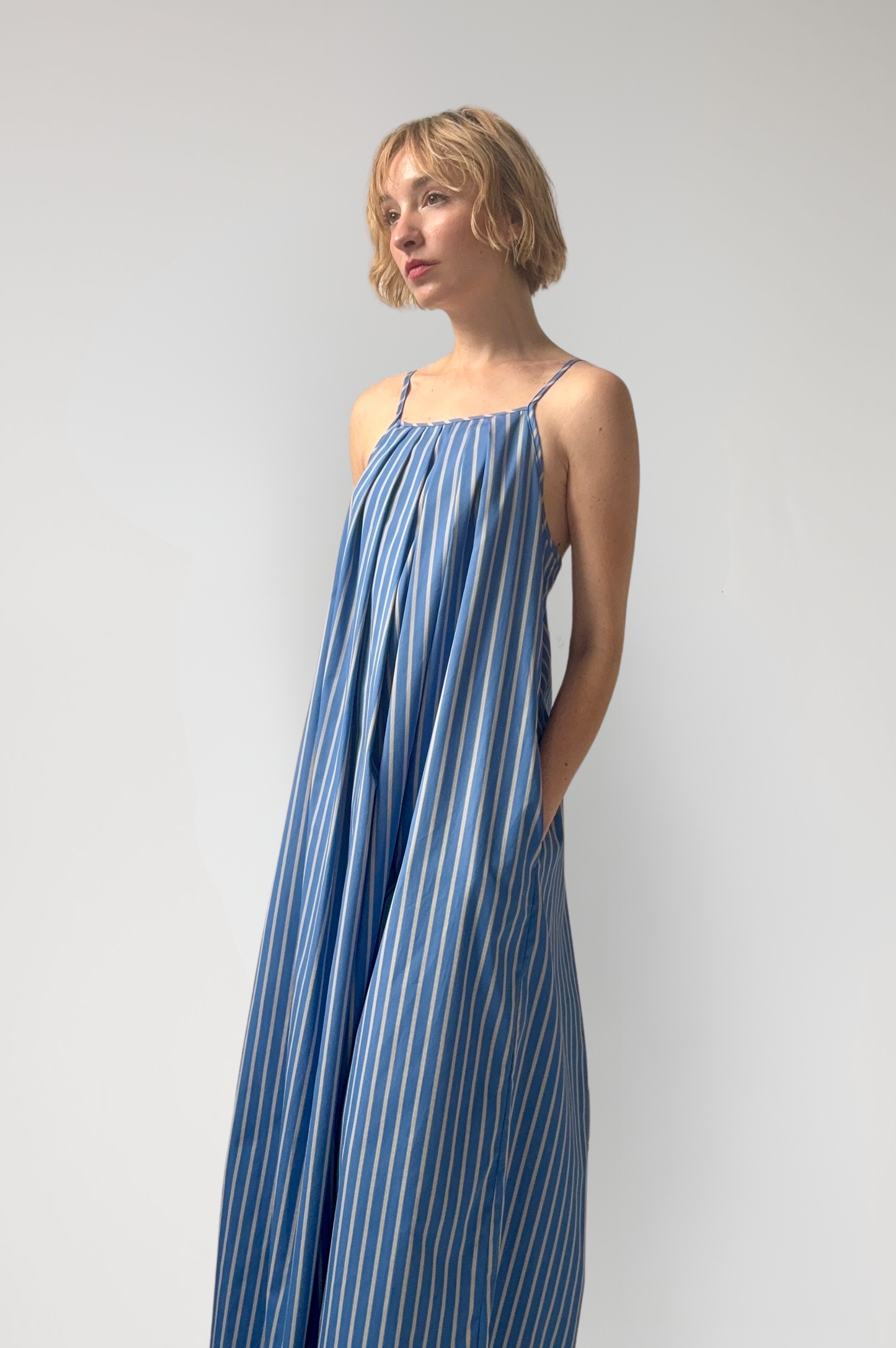 Jamie Dress in Striped Cotton Dresses CHRISTINE ALCALAY Sky Stripe XS/S