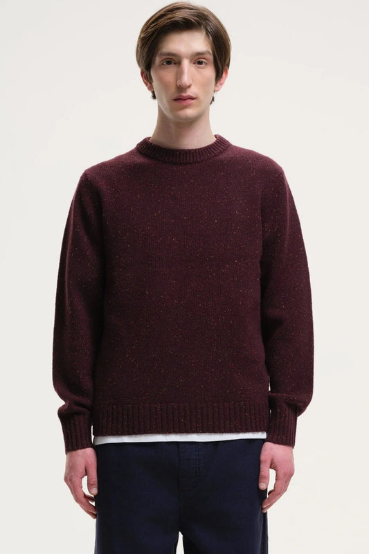 Starry night speckled sweater in burgundy and red
