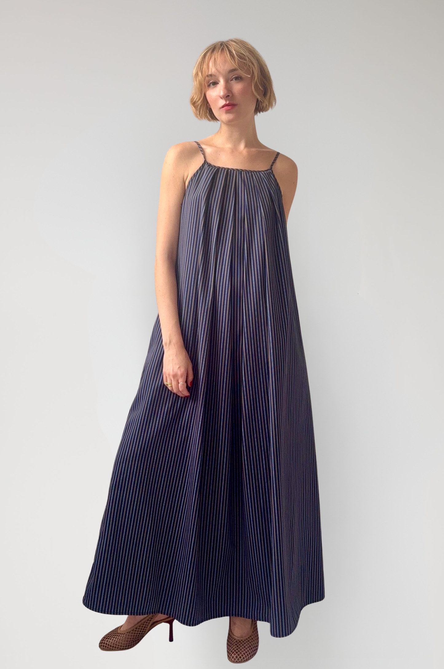 Jamie Dress in Striped Cotton Dresses CHRISTINE ALCALAY Navy Stripe XS/S