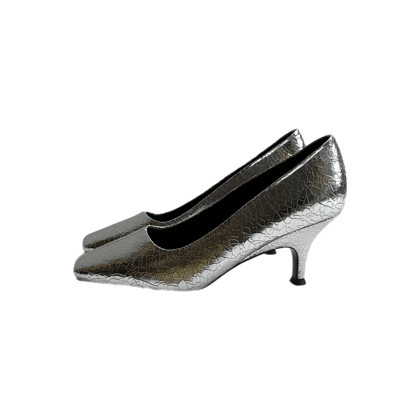 Vivian Pump in Crackled Silver Shoes Suzanne Rae   