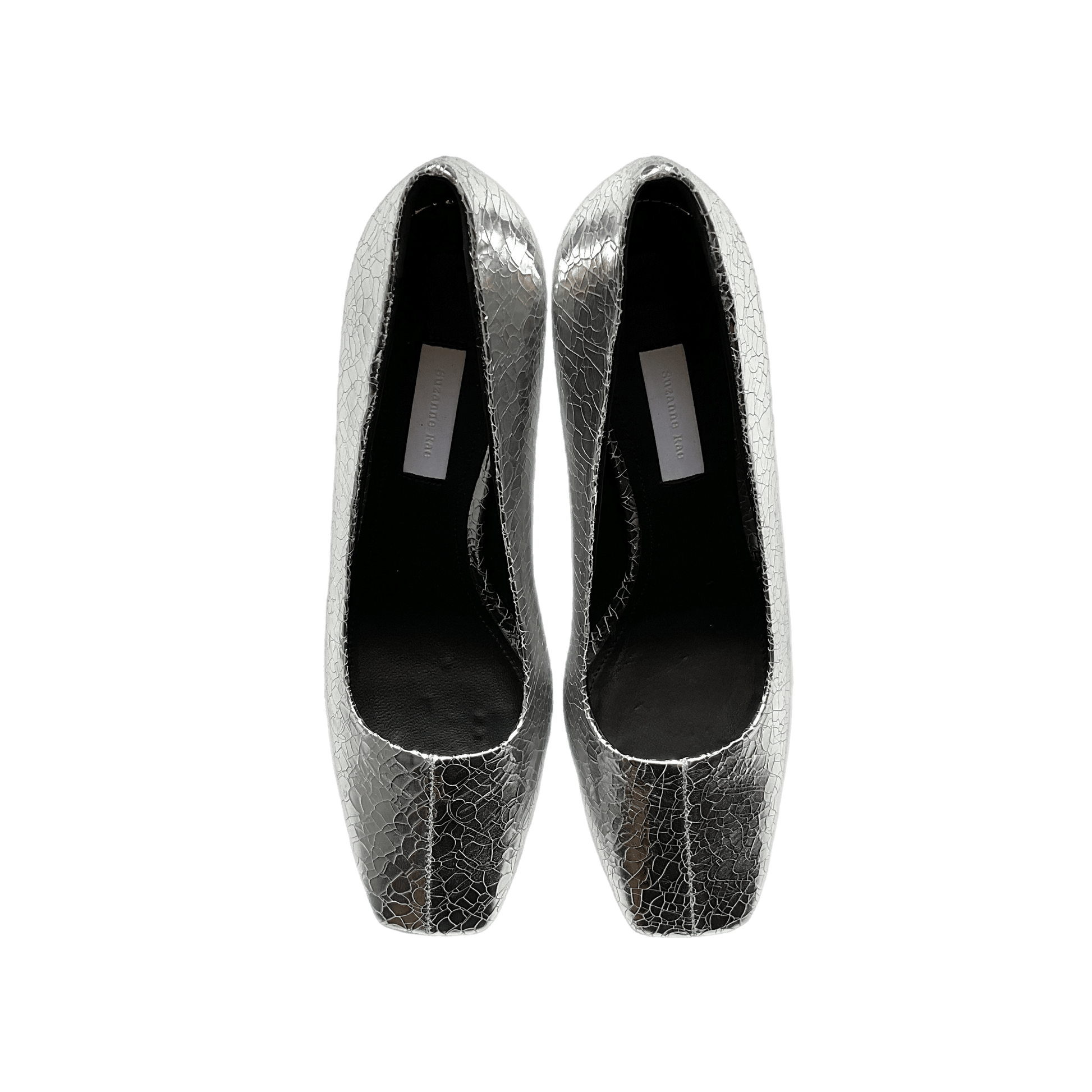 Vivian Pump in Crackled Silver Shoes Suzanne Rae   