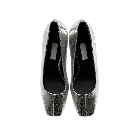 Vivian Pump in Crackled Silver Shoes Suzanne Rae   