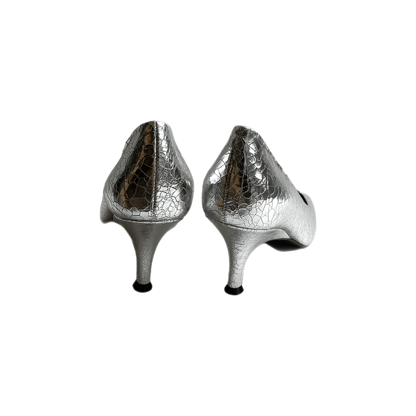 Vivian Pump in Crackled Silver Shoes Suzanne Rae   