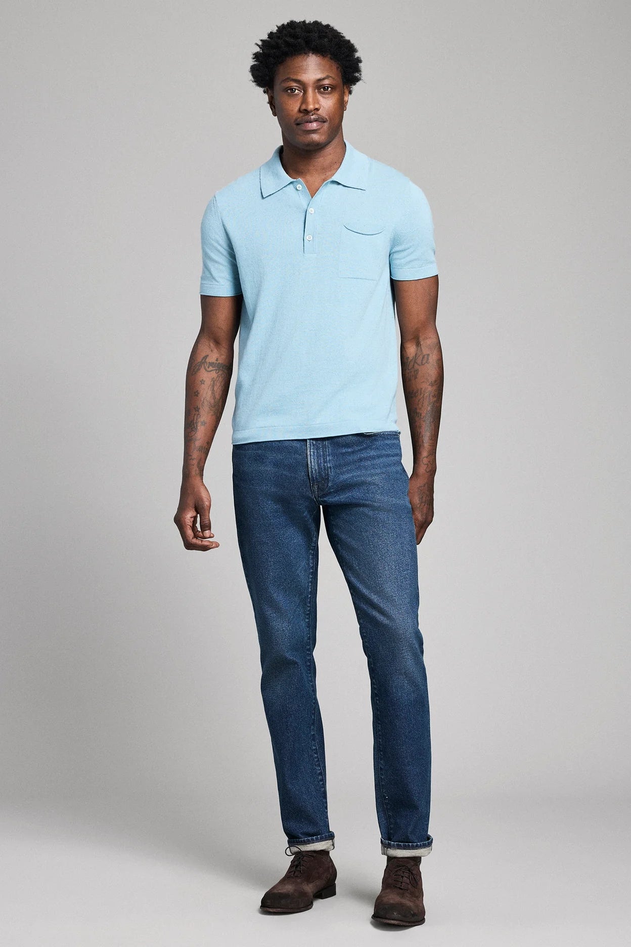 Cotton Linen Sweater Polo Shirts Billy Reid