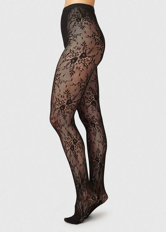 Rosa Lace Tights Socks & Hosiery Swedish Stockings Black S
