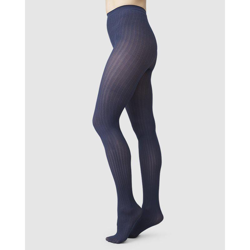 Alma Rib Tights Socks Swedish Stockings Navy S 