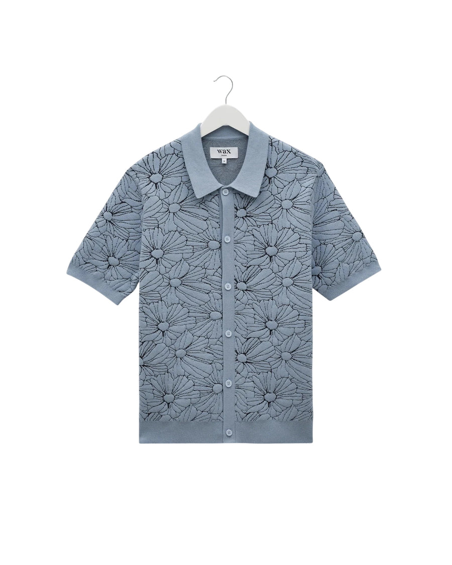 Tellaro S/S Knit Shirt - Flower Jacquard