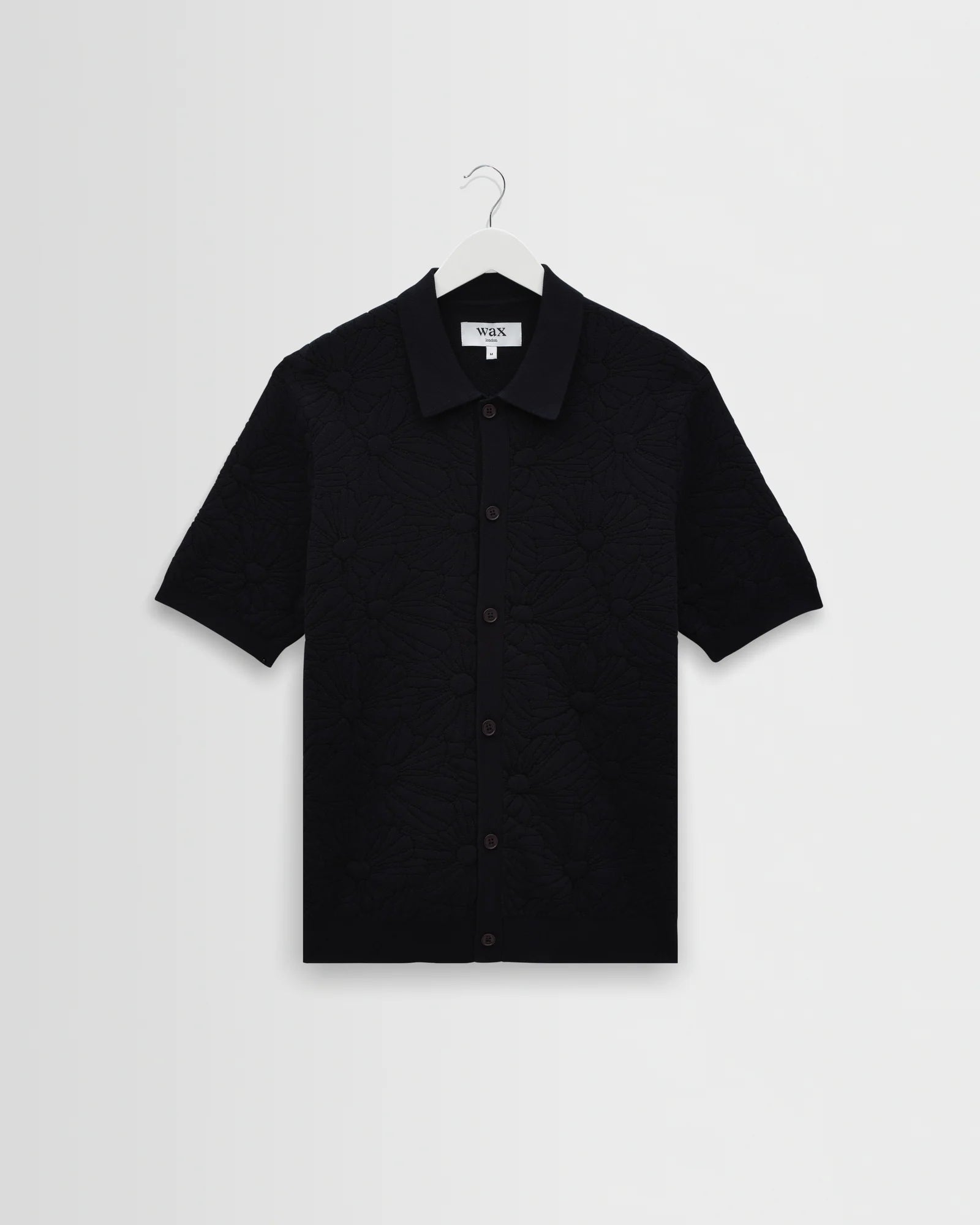 Tellaro S/S Knit Shirt - Flower Jacquard Tops Wax London Navy/Black S