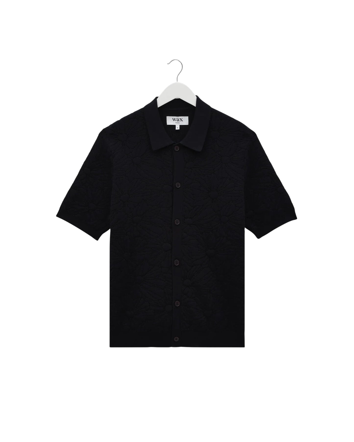 Tellaro S/S Knit Shirt - Flower Jacquard Shirts Wax London Navy/Black S