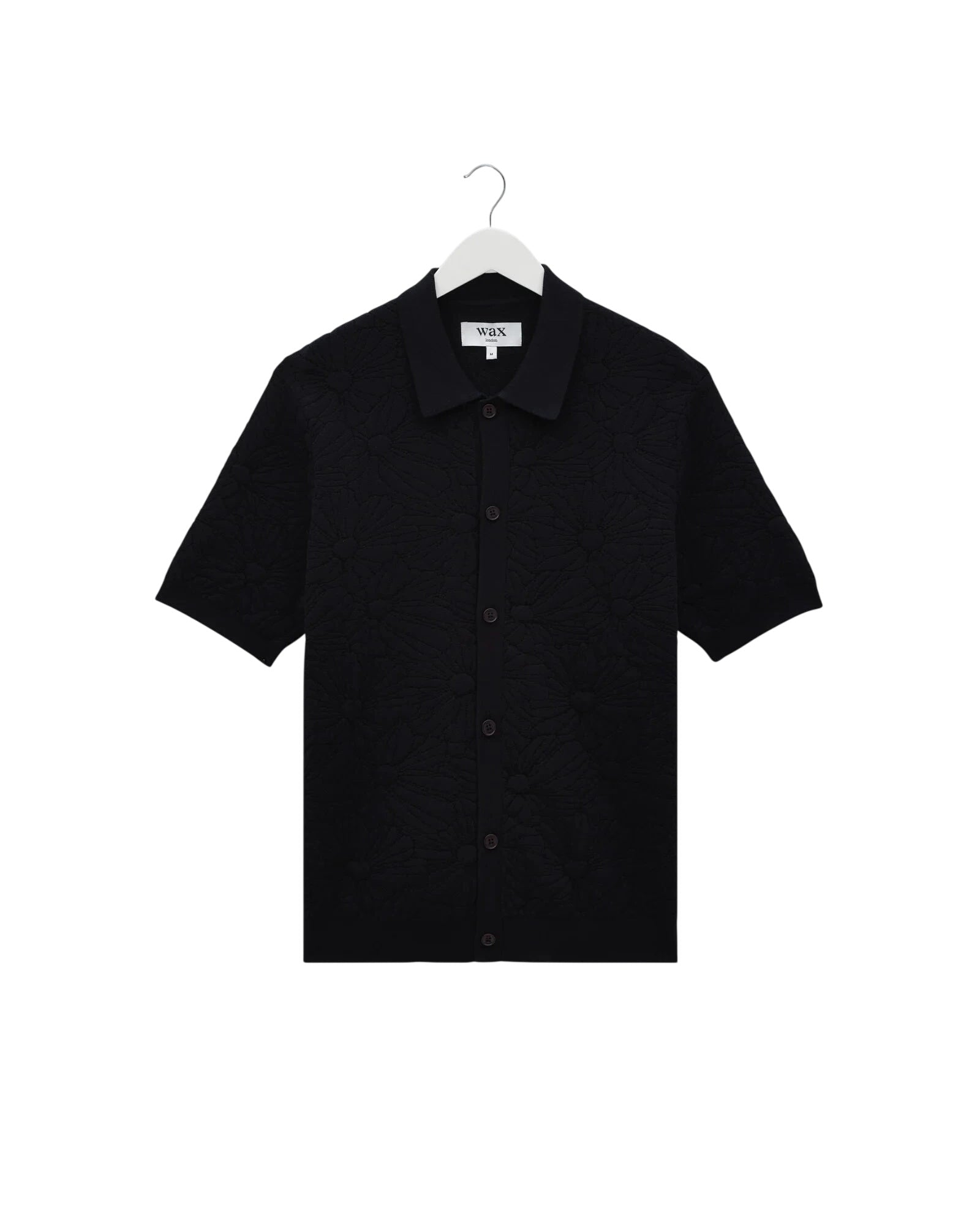 Tellaro S/S Knit Shirt - Flower Jacquard Shirts Wax London Navy/Black S