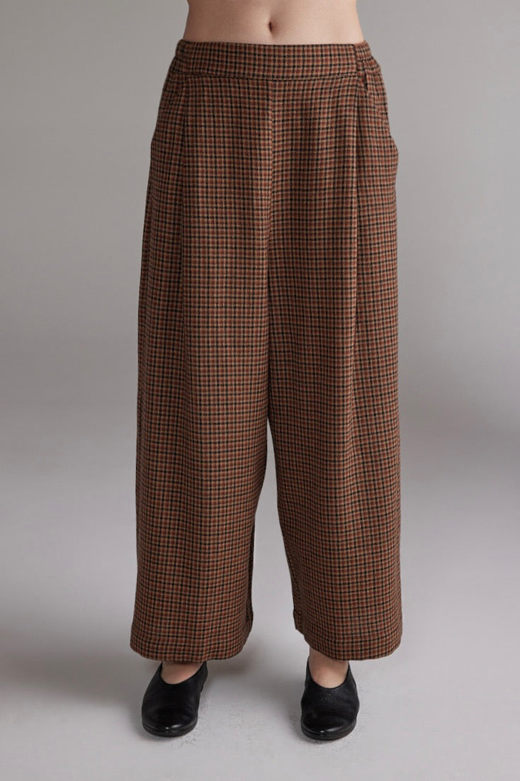 Wool Plaid Wide Pants AMENTE