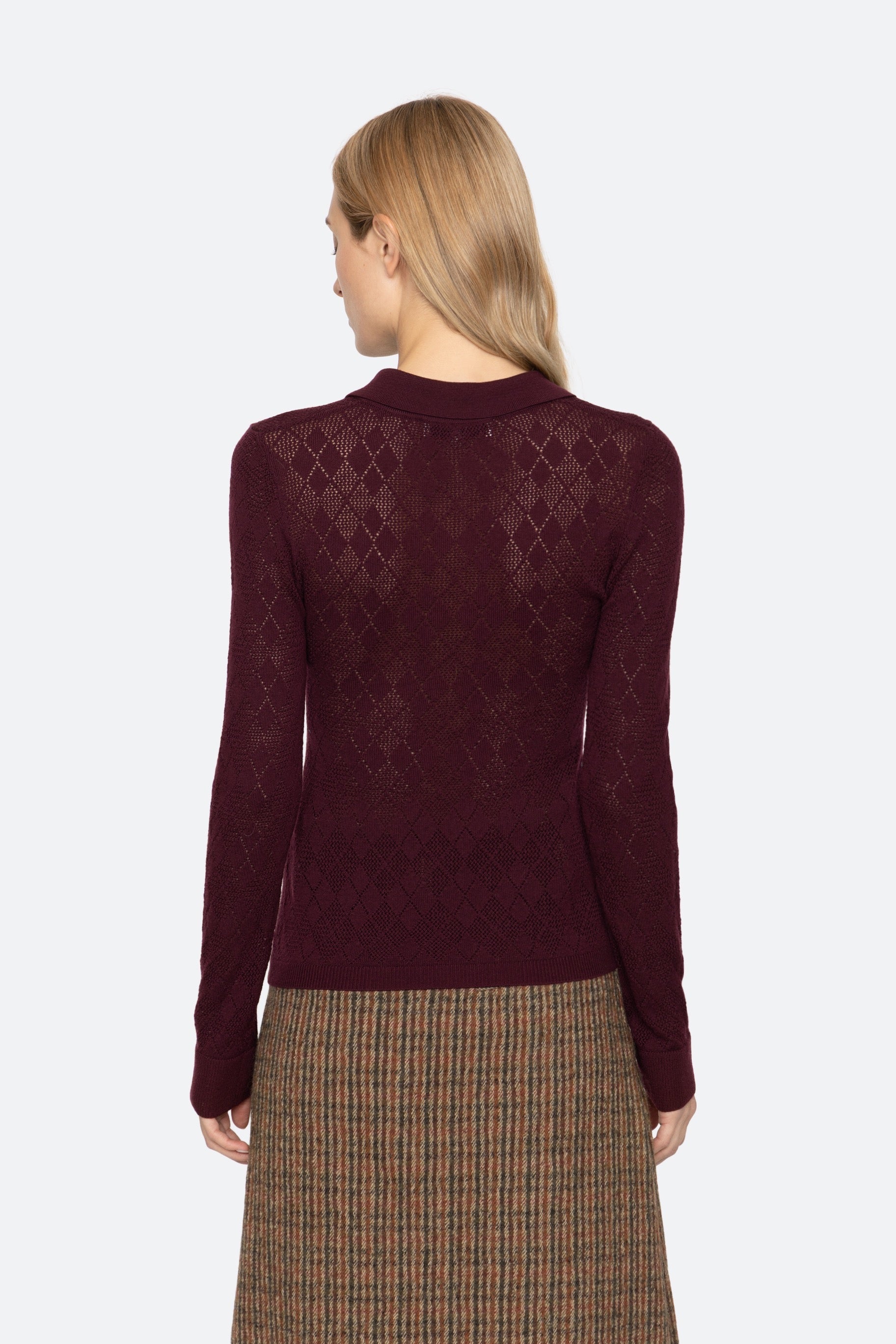 JANE ARGYLE POLO L/SLV SWEATER (D1) SEA NEW YORK