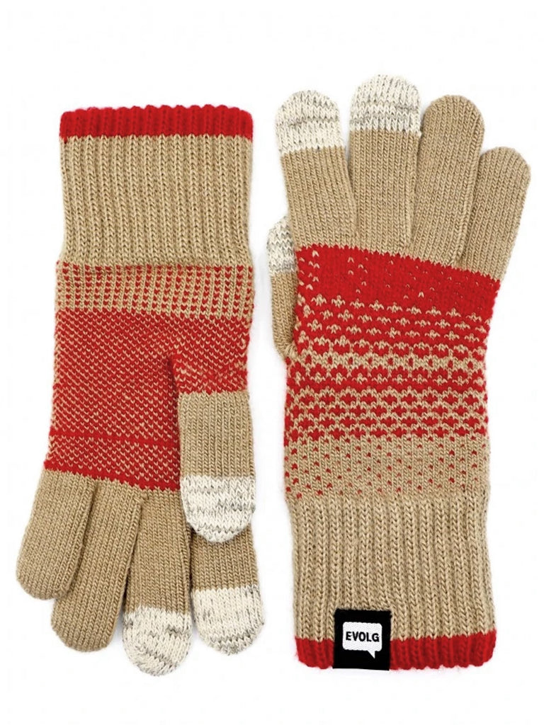 Tiara Touchscreen Glove Gloves Evolg Beige/Red O/S