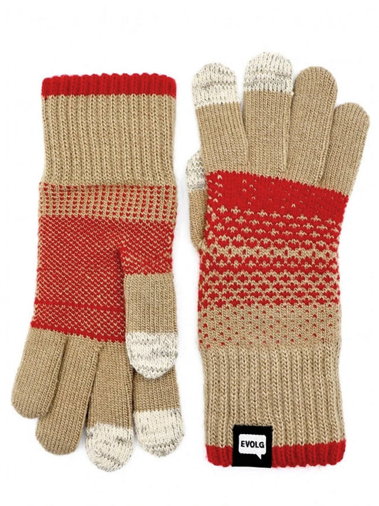 Tiara Touchscreen Glove Gloves Evolg Beige/Red O/S