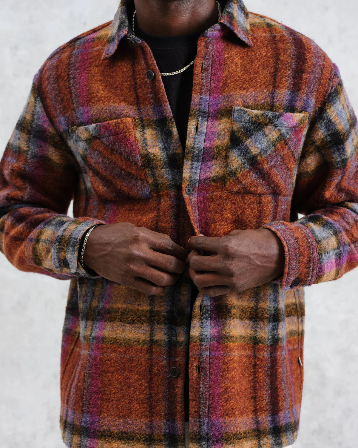 Whiting Over Shirt Wool Blend Check Tops Wax London   