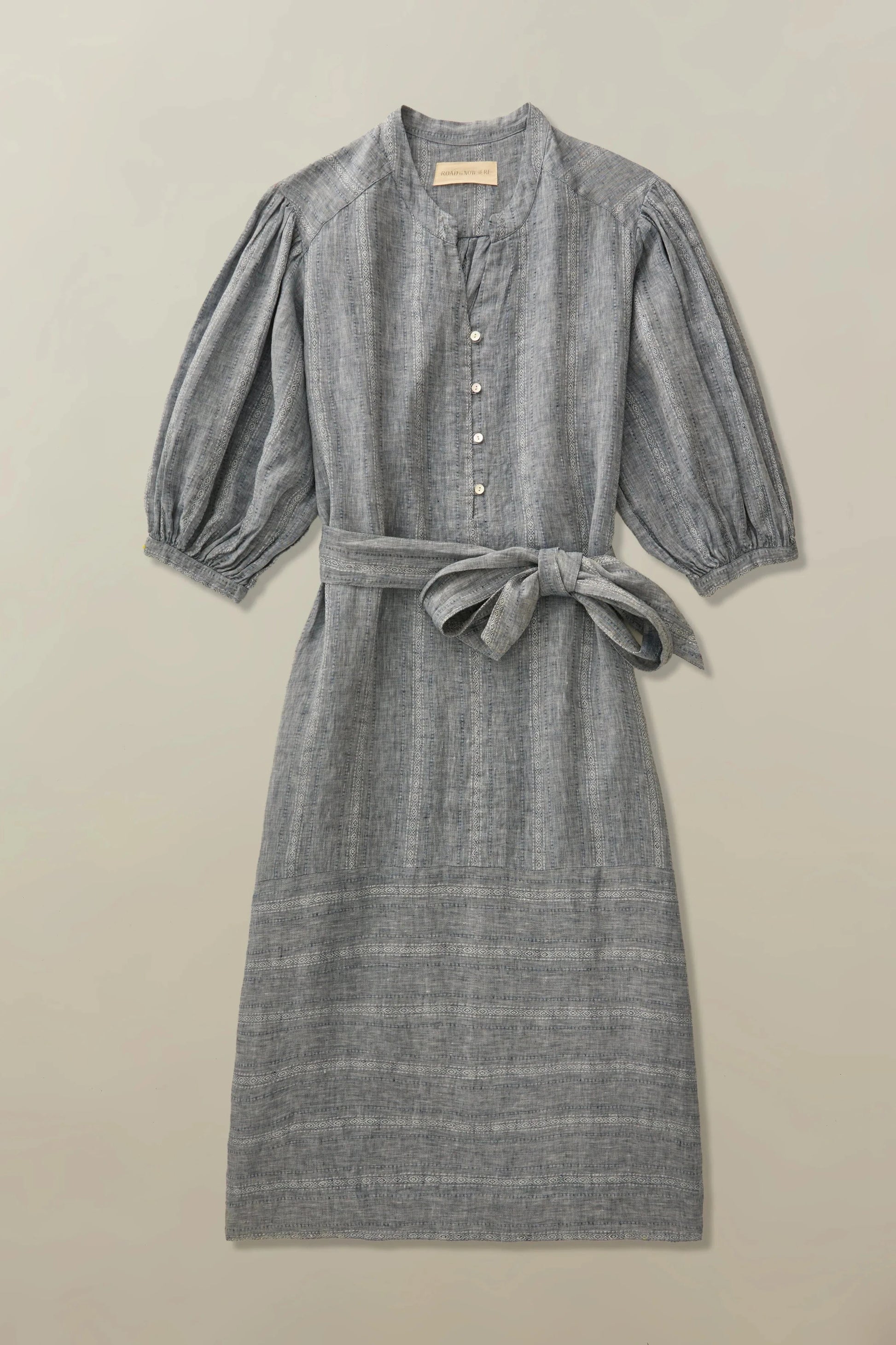Stripe linen dress with belt