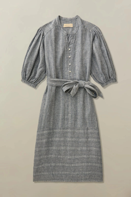 Stripe linen dress with belt