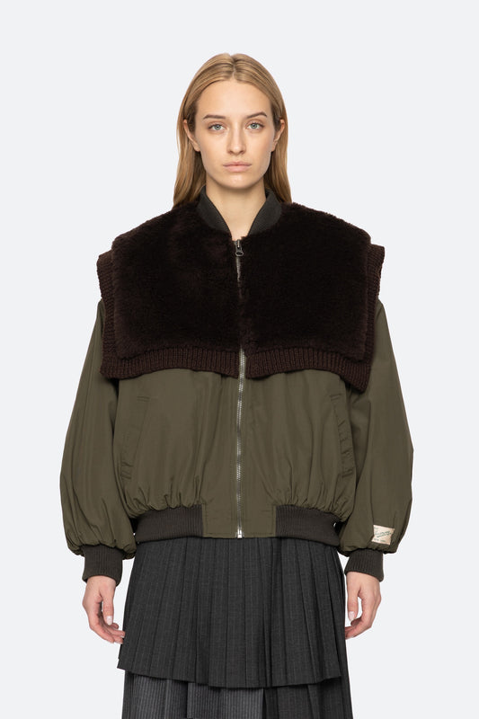 Marta Faux Fur Combo Bomber Jackets SEA NEW YORK