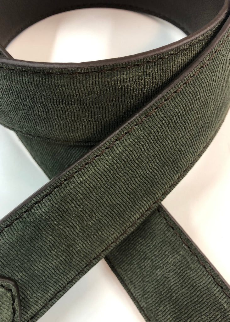 Nubuck Engraved Leather Belt, Belts from Leyva in Moss-4 32