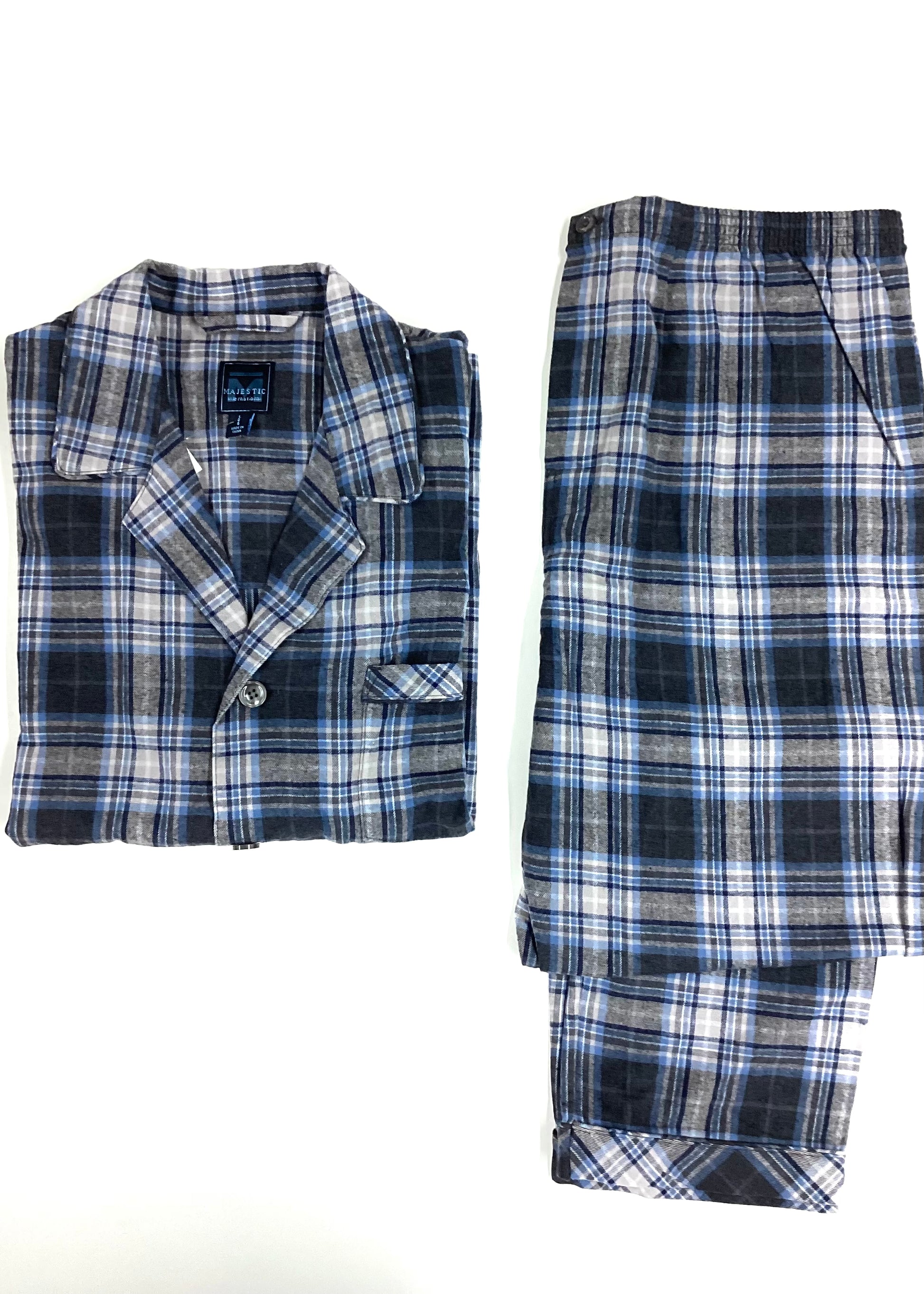 L/S Pajama Sleepwear Majestic International Grey/Blue S 